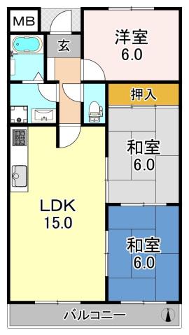 シャトレファミール(3LDK/3階)の間取り写真