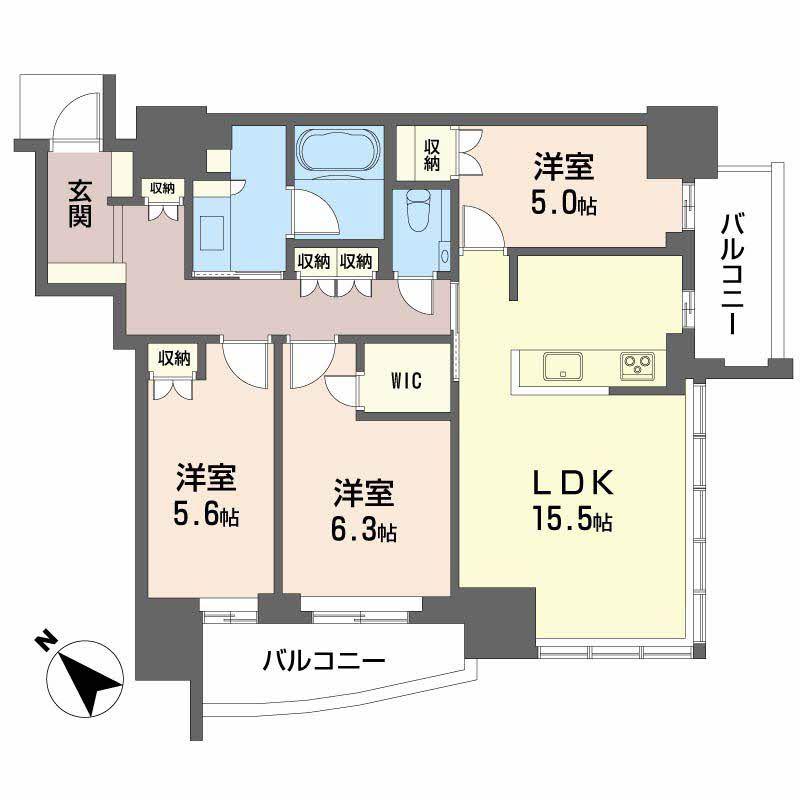 グランドメゾン池下ザ・タワー(3LDK/6階)の間取り写真