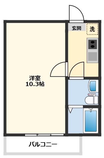 GLUCK船橋(1K/2階)の間取り写真