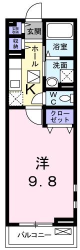 ボヌール・B(1K/1階)の間取り写真