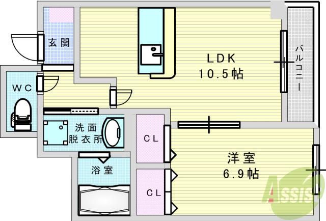 メゾン・ドゥ・ブリエ(1LDK/2階)の間取り写真
