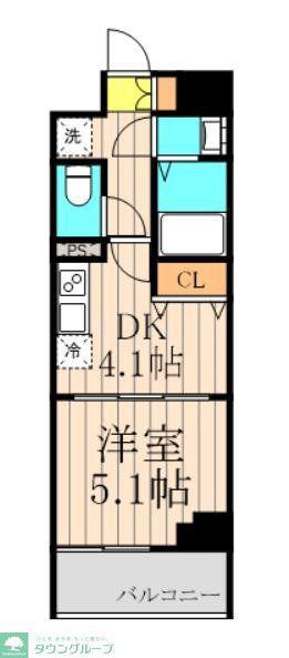 カパリリ瑞江(1DK/4階)の間取り写真