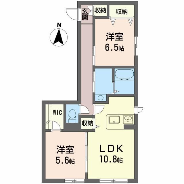プロヌーブ北矢三(2LDK/1階)の間取り写真