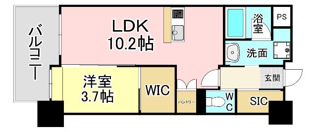 ヒルクレスト片野グランデI(1LDK/1階)の間取り写真