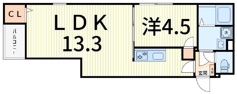 グランクオール京成高砂(1LDK/1階)の間取り写真