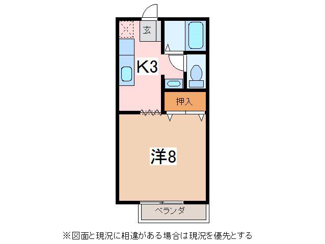 コミュニティータウンナガタ(1K/2階)の間取り写真