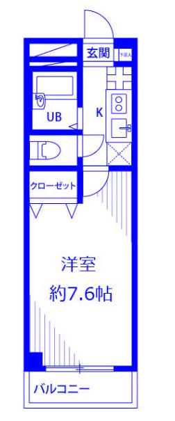 アンプルールフェールグランデール(1K/4階)の間取り写真
