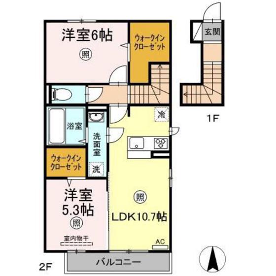 セリシールC(2LDK/2階)の間取り写真