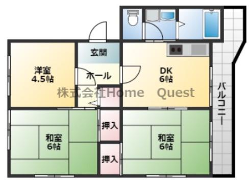 江尻マンション(3DK/4階)の間取り写真