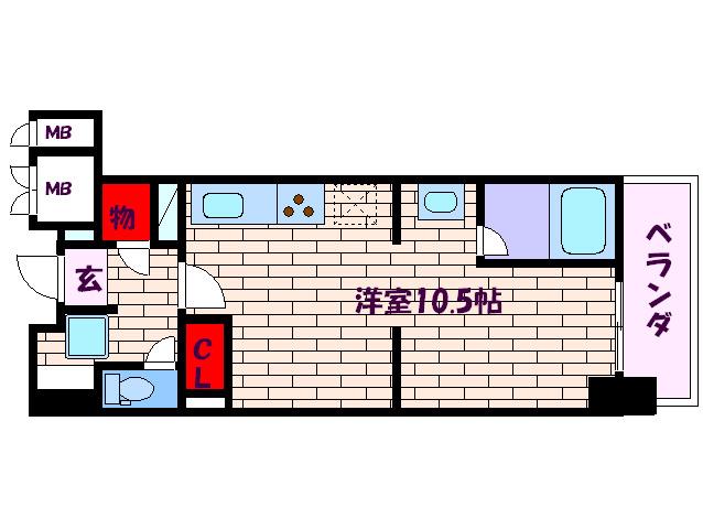 KDX堺筋本町レジデンス(ワンルーム/2階)の間取り写真