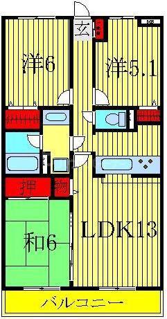 グランシャリオ双伸(3LDK/2階)の間取り写真