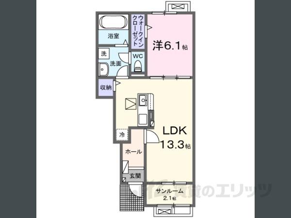 サンクチュアリKEGII(1LDK/1階)の間取り写真