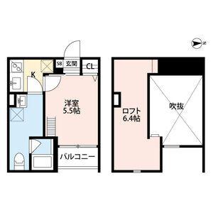 RIVER RESIDENCE HANAZO(1K/2階)の間取り写真
