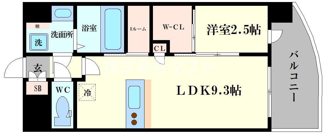 セレニテ難波グランデノール(1LDK/5階)の間取り写真