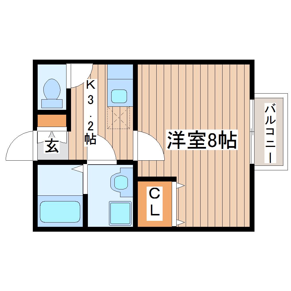 ポミエ西多賀(1K/1階)の間取り写真