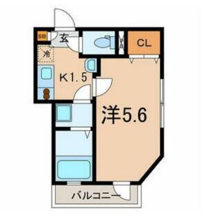 リバーハイツIII(1K/2階)の間取り写真
