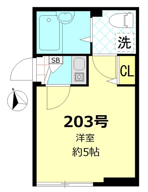 リバージュ千住大橋(1K/2階)の間取り写真