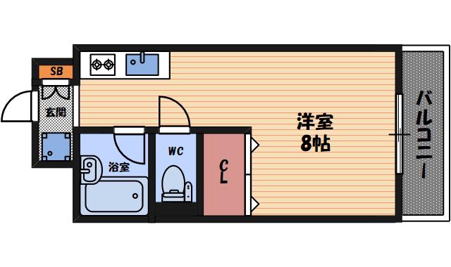 ラヴェールミナミ(ワンルーム/4階)の間取り写真