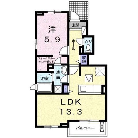 アルソールA(1LDK/1階)の間取り写真