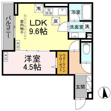 D PAINA 犬蔵(1LDK/1階)の間取り写真