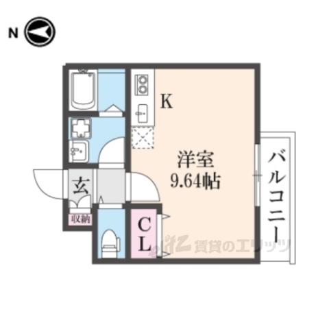 モンテレジデンス西陣(ワンルーム/2階)の間取り写真