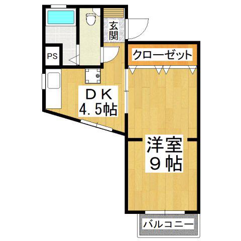 アサヒマンション(1DK/3階)の間取り写真