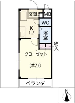 アズールK(1K/3階)の間取り写真