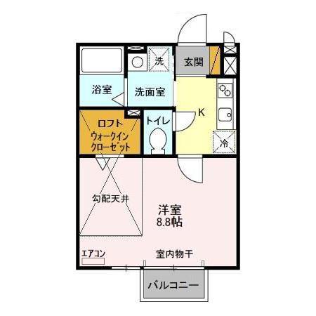 サンモールII(1K/2階)の間取り写真