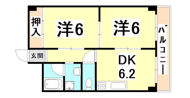 メゾン大徳(2DK/2階)の間取り写真