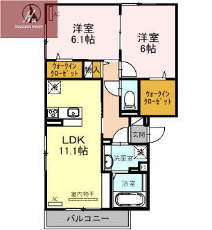 フォレスト フィールドII(2LDK/2階)の間取り写真