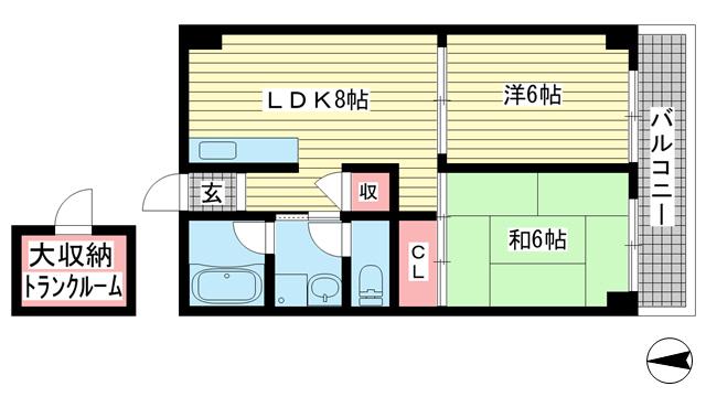タウンハウス熊内(2LDK/9階)の間取り写真