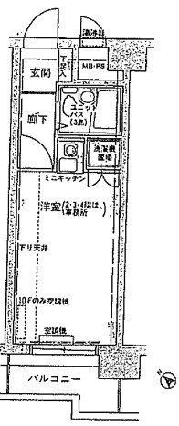 ヴェラハイツ鶴見(1K/10階)の間取り写真