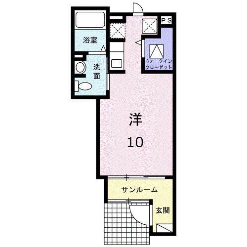 メゾン ド フルールII(ワンルーム/1階)の間取り写真