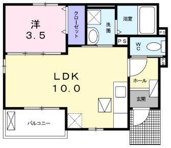 レスポワール東深津(1LDK/1階)の間取り写真