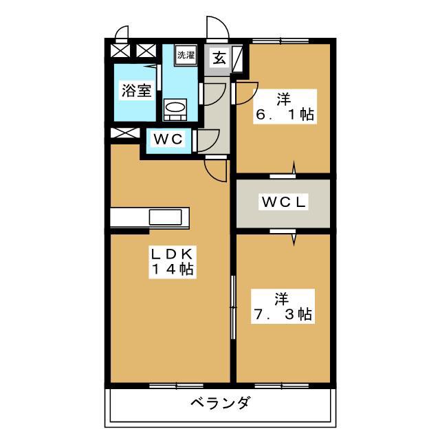 CASA FELICE(2LDK/2階)の間取り写真