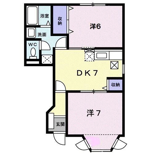ファインスプリング B(2DK/1階)の間取り写真