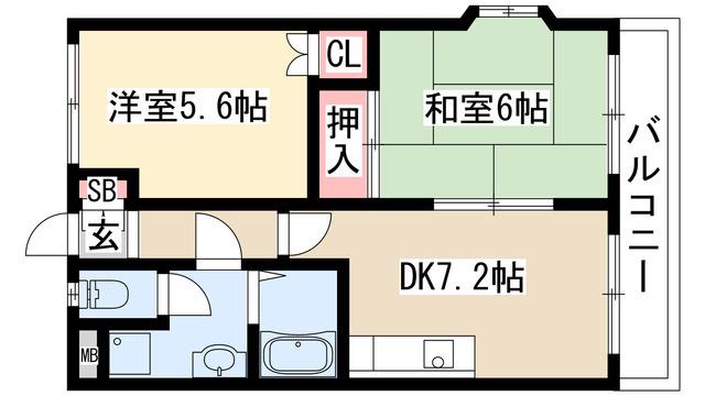 鈴の木ハイツB(2DK/1階)の間取り写真