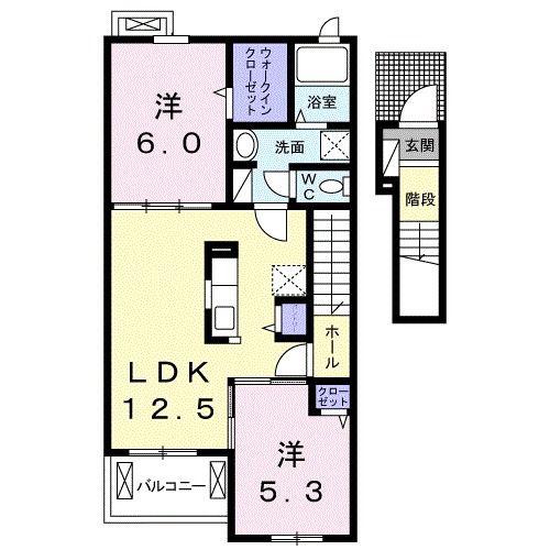 エスペランサ・ヴィラA(2LDK/2階)の間取り写真