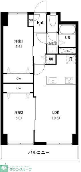 PARK MODERN つつじヶ丘(2LDK/10階)の間取り写真