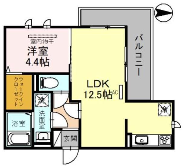D-ROOM宇須 光(1LDK/3階)の間取り写真