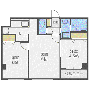 ルリバージュ月寒(2LDK/2階)の間取り写真
