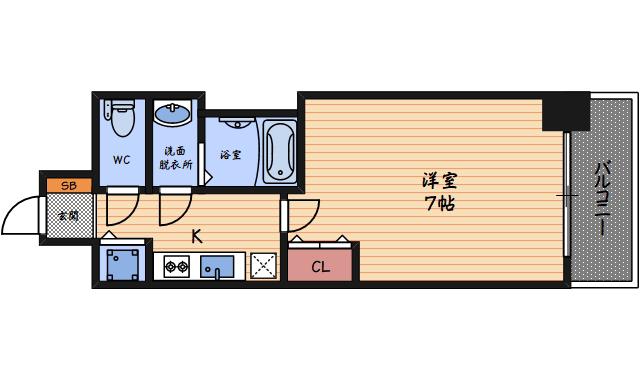 プレサンス大阪福島シエル(1K/6階)の間取り写真