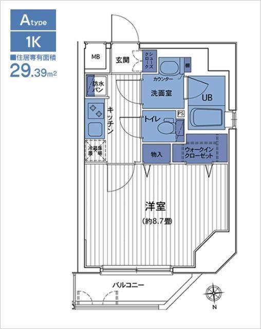 HF三田レジデンス2(1K/7階)の間取り写真