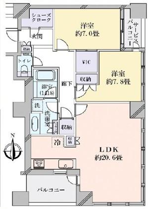 堂島 ザ・レジデンス マークタワー(2LDK/30階)の間取り写真