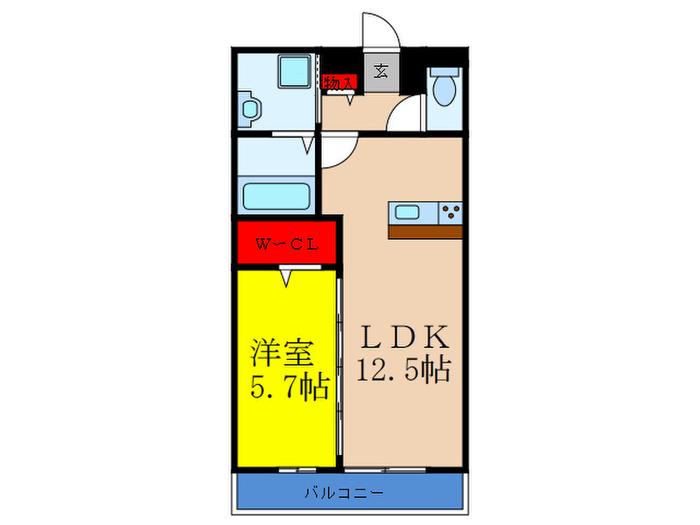 サンライズ豊里(1LDK/3階)の間取り写真