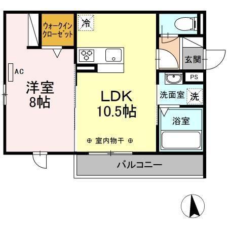 マーメゾン 東田中(1LDK/2階)の間取り写真
