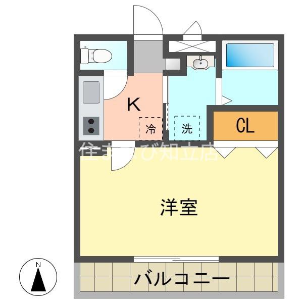アンプルール リーブル チアフルA(1K/1階)の間取り写真