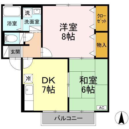 セジュール北内(2DK/2階)の間取り写真