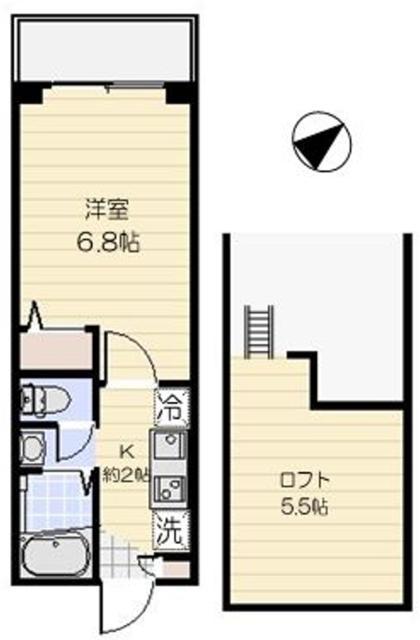 フィオーレ若林(1K/3階)の間取り写真