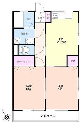 ファブール志木Ⅰ(2DK/1階)の間取り写真
